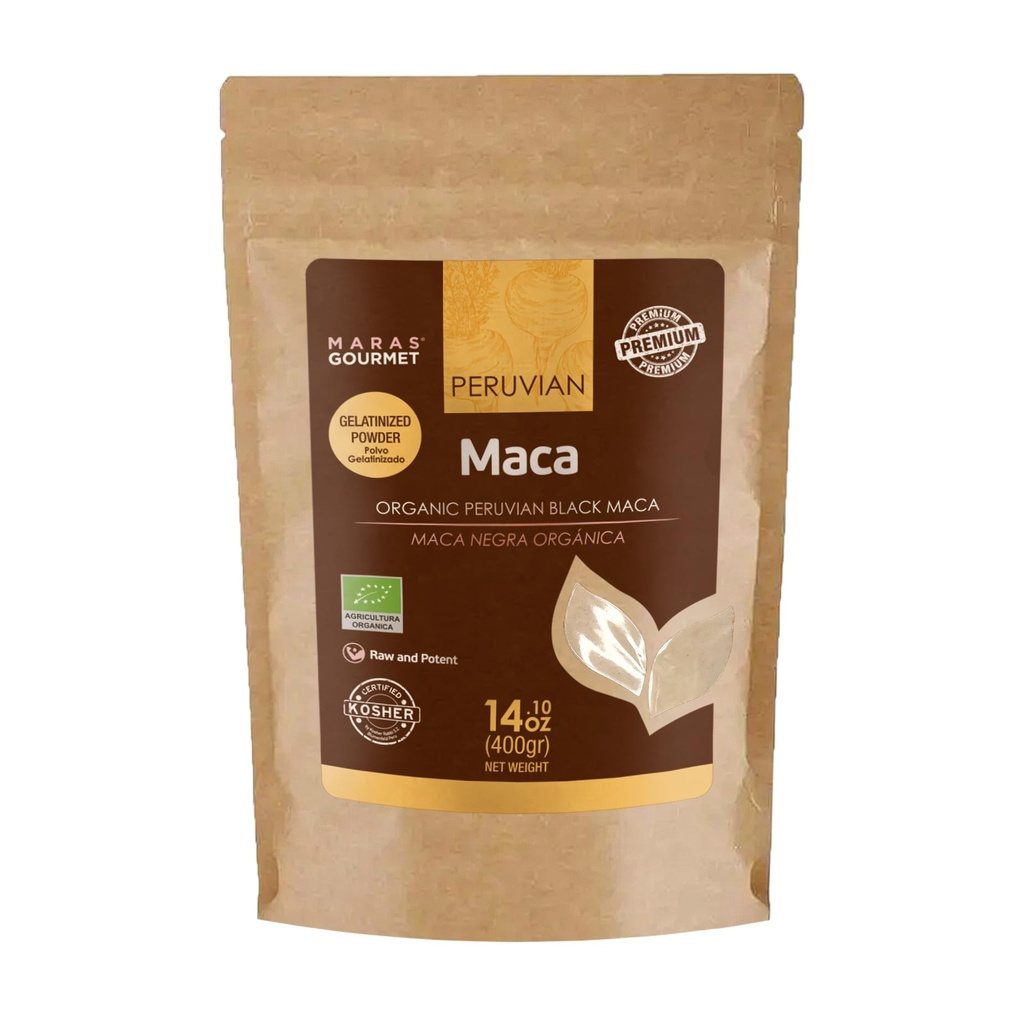 | Organic Peruvian Black MACA (Gelatinized Powder) Energy and Endurance Aid | 14.1 oz. (400g) | 80 Servings