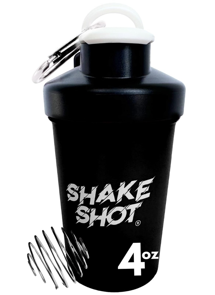 Zwart - 4oz Mini Shaker fles voor pre-workout, Creatine, kleine scoop supplementen (niet voor eiwit) Clip & Shaker Ball