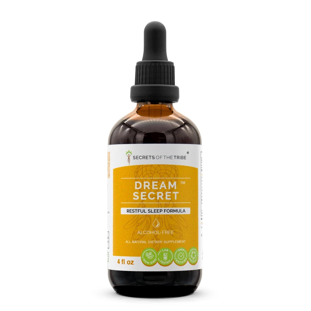 Geheimen van de Stam - Droom Geheim, Rustige Slaap Formule, Kruidensupplement Blend Drops Alcoholvrije Liquid Extract (4 floz)