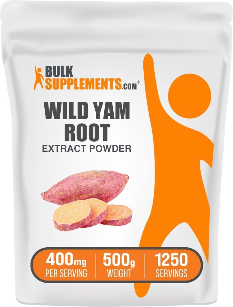 BulkSupplements.com Wild Yam Extract Powder - from Root, Herbal Supplement, Wild Yam Supplement - Glutenvrij, 400mg per Serving, 500g (1.1 lbs) (Pack of 1)