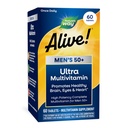 Nature's Way Alive! Mannen 50+ Dagelijkse Ultra Multivitamine, Hoge Potentie Formule, Ondersteunt Gezonde Hersenen, Ogen & Hart*, met Methylated B12, Gluten-Free, 60 Tablets (Verpakking mei Vary)