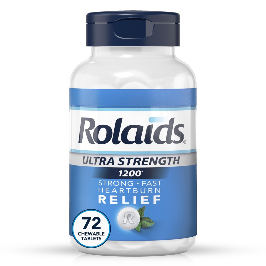 Rolaids Ultra sterkte Antacida kauwtabletten, munt, 72-Count