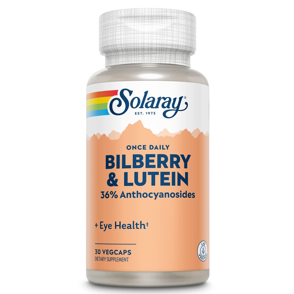 SOLARAY One Daily Bilberry and Lutein Supplement, 160 mg 30 Tel.