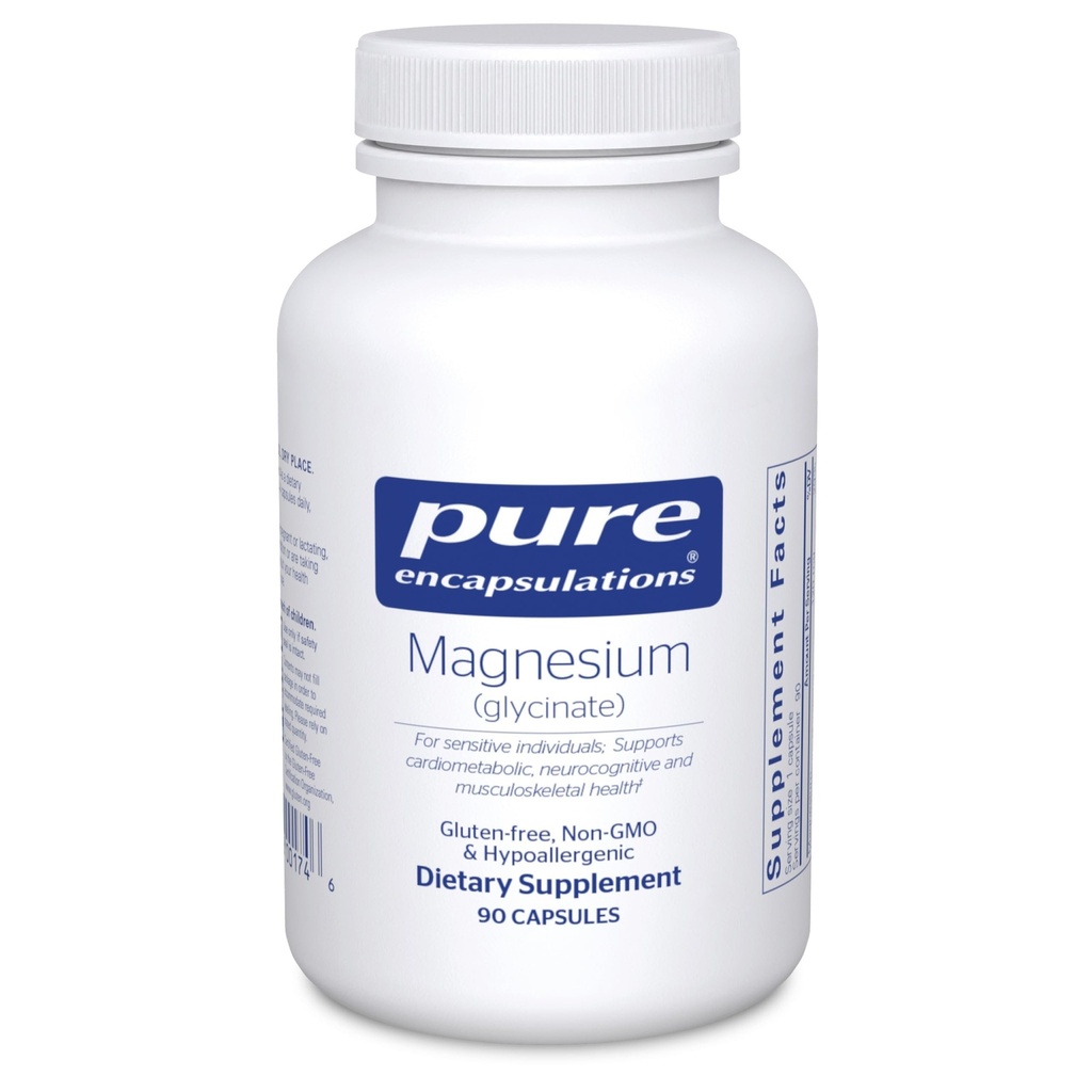 Pure Encapsulations Magnesium (Glycinate) - Supplement ter ondersteuning van stressverlichting, slaap, hartgezondheid, zenuwen, spieren en stofwisseling* - met Magnesium Glycinate - 90 capsules