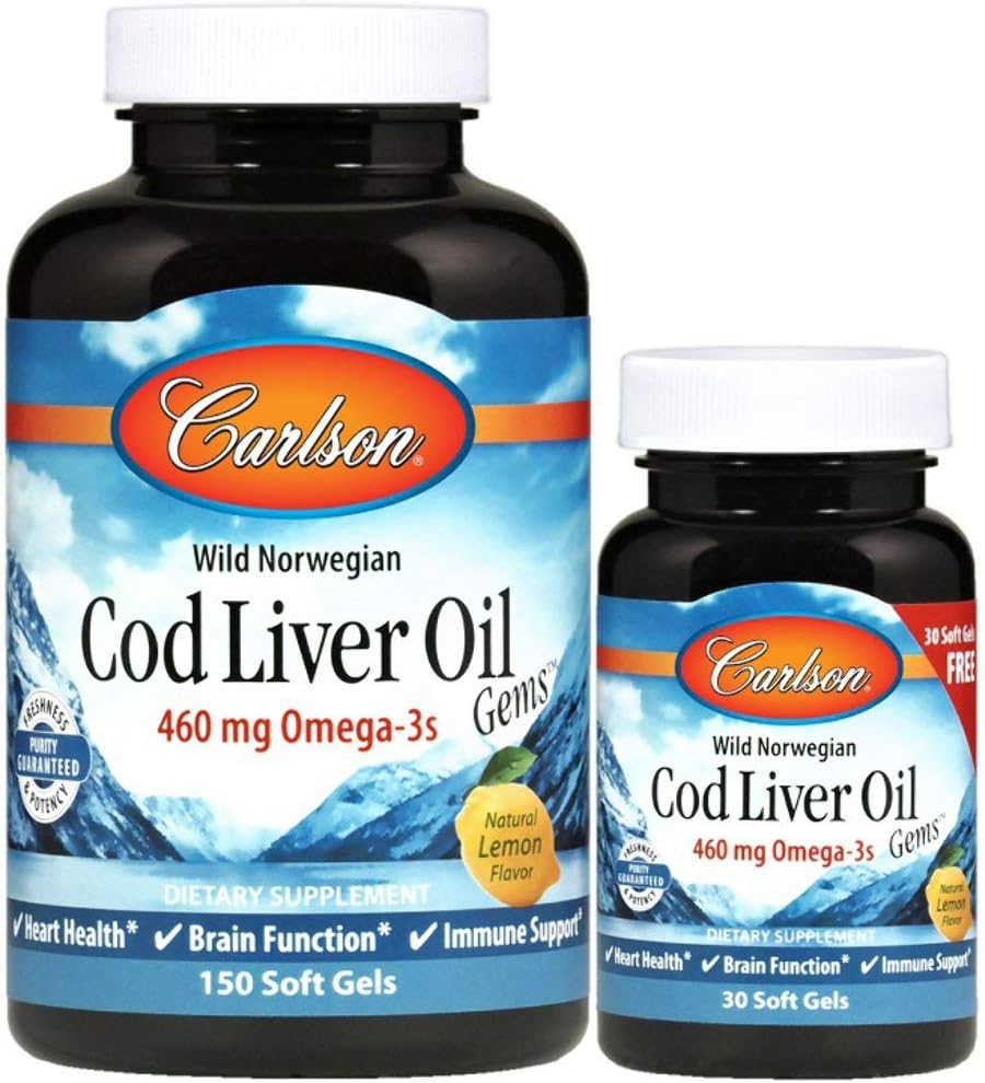 Carlson Laboratories Cod Liver Oil Gems - Lichte Citroen 1000 Milligrammen 150+30 Sgels