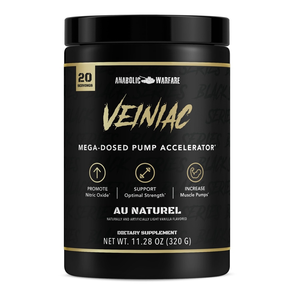 Anabole Warfare Veiniac Muscle Pump Activator Supplement Stimulant Free Pre-workout met L-Citrulline, Betaine Anhydrous, & Toegevoegd AGMassTM, Verhoogt Nitric Oxide*, Natuurlijke 20 Servers