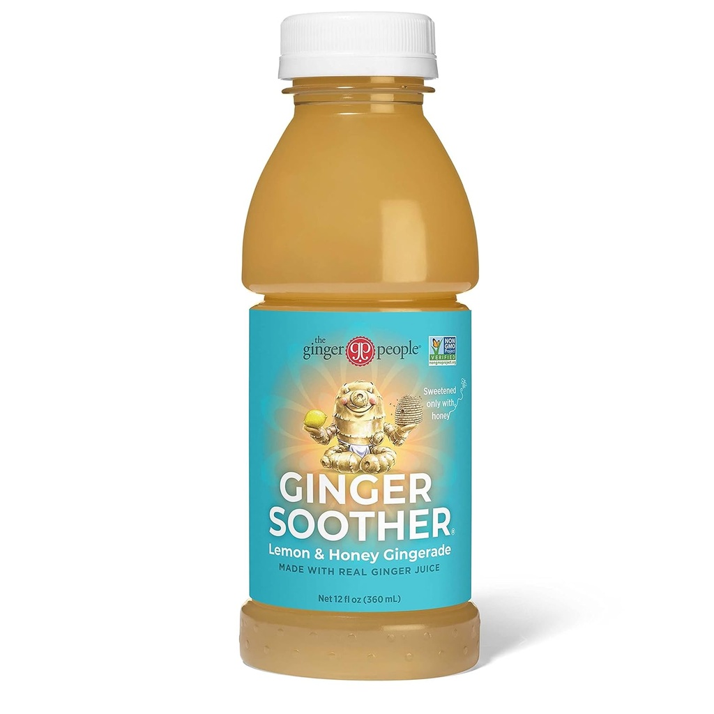Ginger Soother Lemon & Honing Gingerade Digestieve ondersteuning, alleen zoetgemaakt met honing, echte ingrediënten, Geniet van warm of koud - 12 Fl Oz fles (verpakking van 24)
