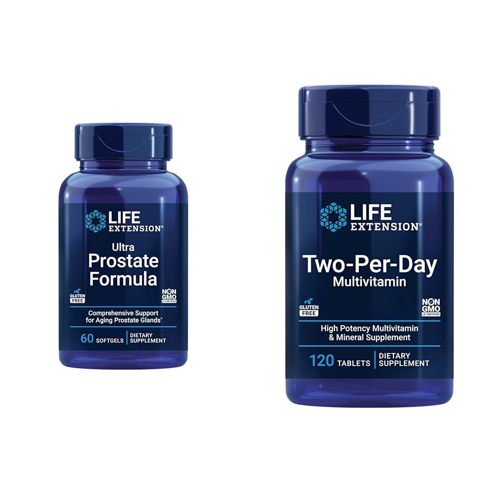 Life Extension Ultra Prostate Formula, Saw Palmetto for Men, pygeum, stekende Nettle Root, lycopeen & Two-Per-Day High Potency Multi-Vitamine & Mineral Supplement - Vitaminen, Mineralen