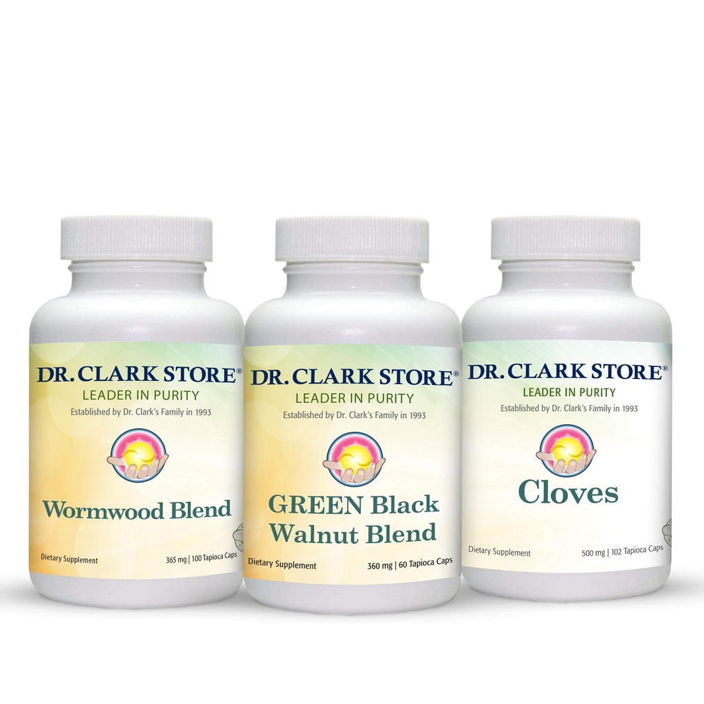 Dr Clark Store Intestine Support & Cleanse Kit - met Freeze-Dried Green Black Walnut Hulls, Wormwood, en Cloves-Helps Onderhoud Optimum Intestinale Functie - Vegetarische Capsules