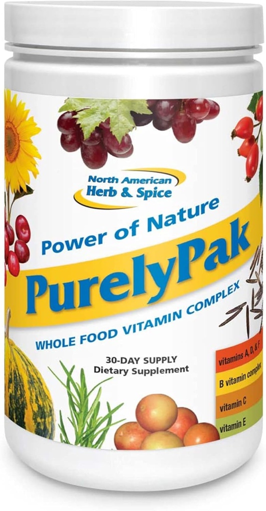 NOORD-AMERIKAANSE HERB & SPICE Purely Pak - Whole Food Vitamin Supplement Plan - Vitamin A, B Complex, C, D, E & Omega 3-6-9 - Easy Absorbable - Non-GMO - 30-Day Supply