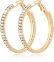 Big Large 925 Sterling Silver Hoop Oorbellen voor vrouwen Pave Crystal 14k Plated Gold Hoops Oorbellen voor vrouwen Dunne Sparkly Cubic Zirconia Statement Rhinestone Jewelry Non Tarnish Hypoallergeen