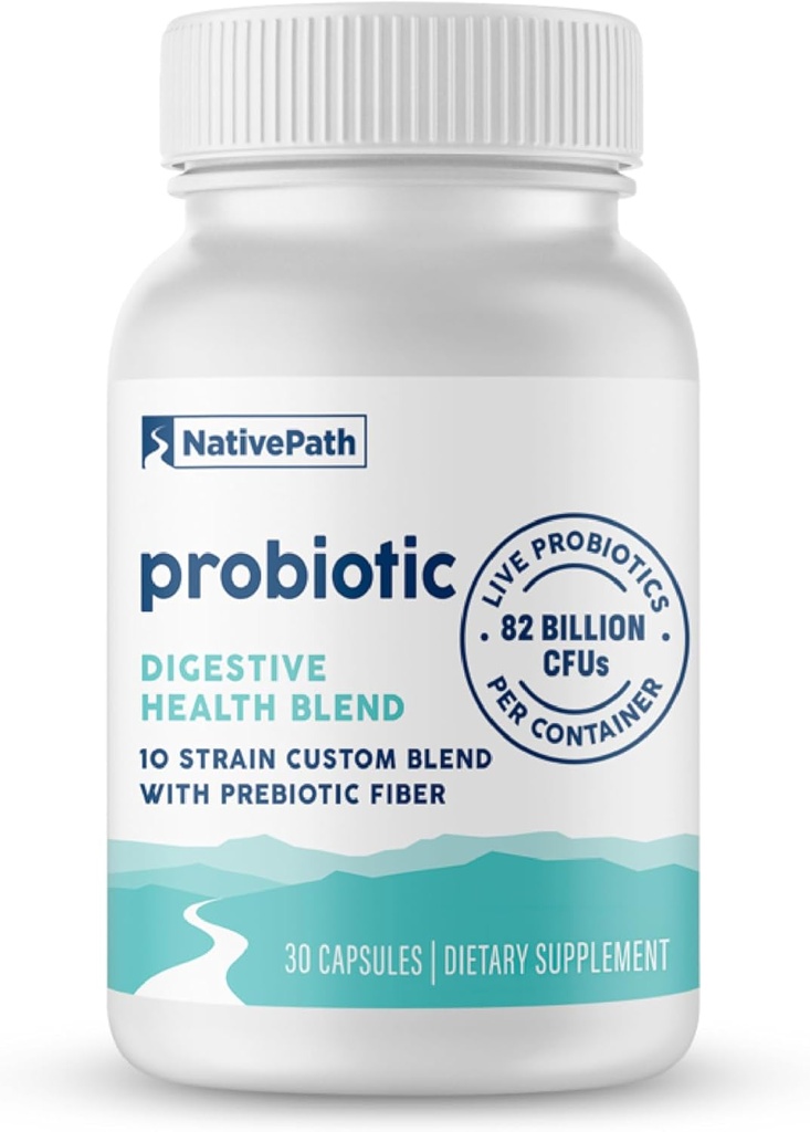 NativePath Daily Probiotic, 10-strain Custom Blend Probiotica Supplement voor mannen en vrouwen, 82 miljard CFUs - 30 Tel.