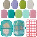 9 Pack Travel Pill Organizer 8 Compartments Portable Pill Case Small Pill Box voor Pocket Purse Daily Pill Container Medicine Vitamine houder Dispenser voor Visolie supplement opslag