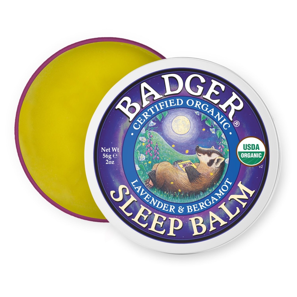Badger - natuurlijke slaapbalsem, Lavendel & Bergamot, ontspannende en kalmerende balsem voor kinderen en volwassenen, 2 oz