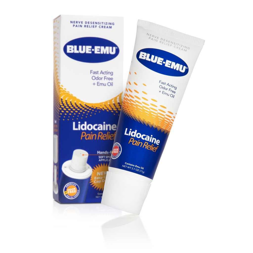 BLUE-EMU Lidocaine pijnbestrijding crème voor snelle, Numbing Relief, 2.7 Oz, 1 Pack