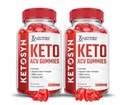 (2 Pack) Ketosyn Keto ACV Gummies Geavanceerde Formule 1000MG Ketosyn Keto Gummies Apple Cider Vinegar Geformuleerd met Granaatappel Beet Sap Poeder B12 Vegan Non GMO 120 Gummys
