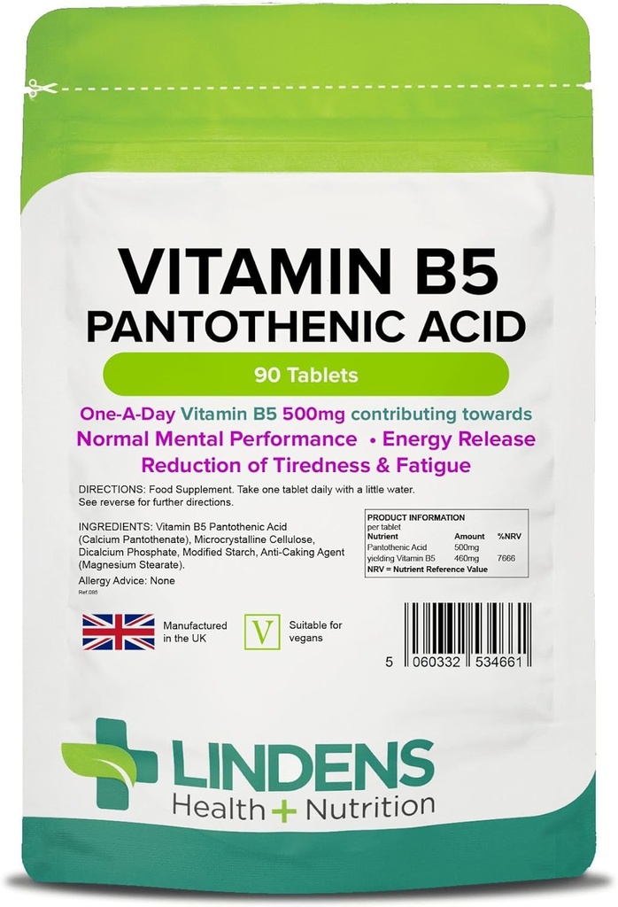 Lindens Vitamine B-5 B5 100 x 460 mg tabletten (pantotheenzuur)