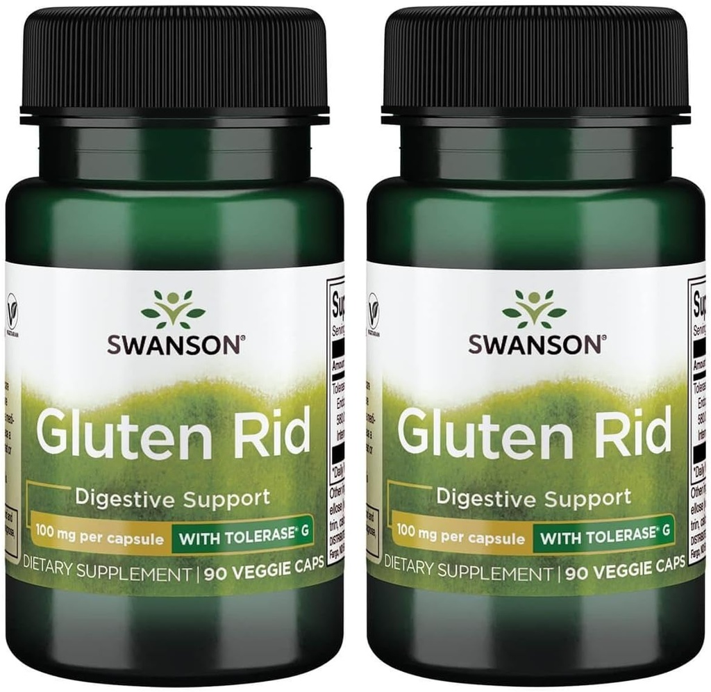Swanson Glutenrit met tolerase G 100 mg 90 Veg Caps (2 verpakkingen)