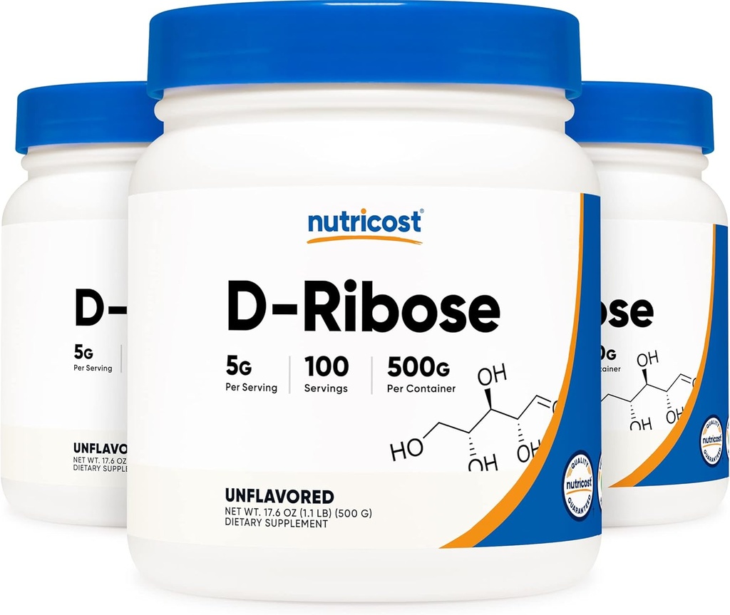 Nutricost D-Ribosepoeder 500 Gram - 5000mg per portie, niet-GMO (500 G (3 verpakkingen))