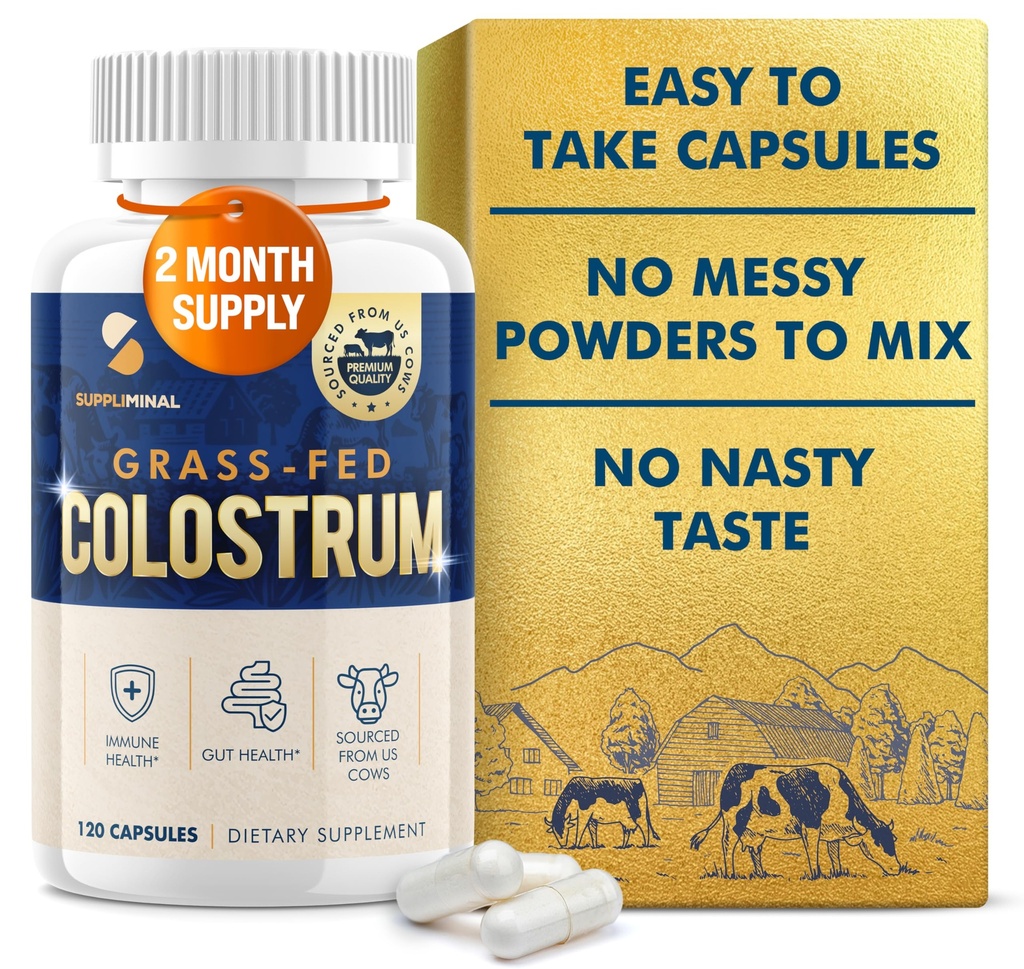Colostrum Supplement 2 Month Supply, Grass Fed Bovine Colostrum, Colostrum Powder Capsules