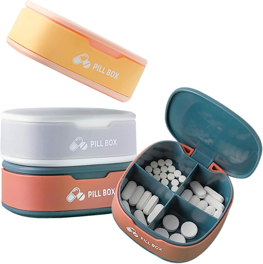 Pillen Organisator Portable Pill Case kleine pil Box voor portemonnee of zak Daily Pill Box Organizer 4 keer per dag voor vitamines Medicine Supplement (3 PCS)