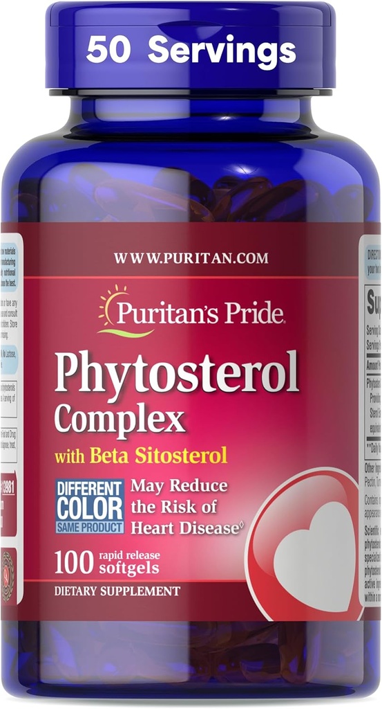 Puritan's Pride Premium Phytosterol Complex 1000 mg met Beta Sitosterol, Dieetsupplement voor de gezondheid van het hart en Cholesterol verlagende supplement, 100 Rapid Release Softgels