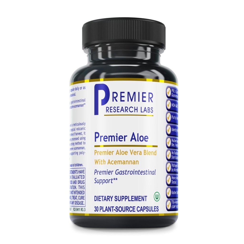 Premier Research Labs Premier Aloë - Aloë Vera Capsules, Aloë Vera Supplement, Acemannan, Aloë Pillen voor Digestieve Gezondheid & Immune Ondersteuning, Aloë Gel Extract Caps - 30 Vegetarische Capsules