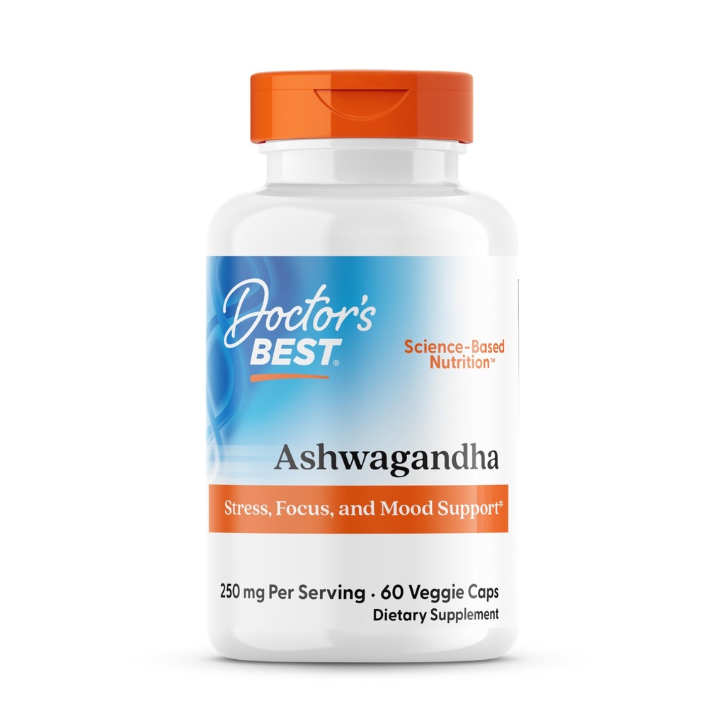 Doctor's Best Ashwagandha met Sensoril, Ayurvedic Herb, genormaliseerd Withania somnifera Extract, klinisch bewezen om te ondersteunen Mental Focus, Cardiovasculaire gezondheid en gezonde energie, 125mg, 60 Tellen