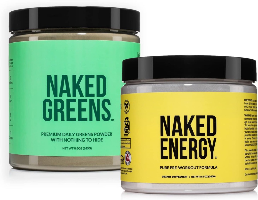 Naked Veganistan Energizing Bundle Unflavored Energy Nutrition Super Greens Powder Organic Greens Supplement