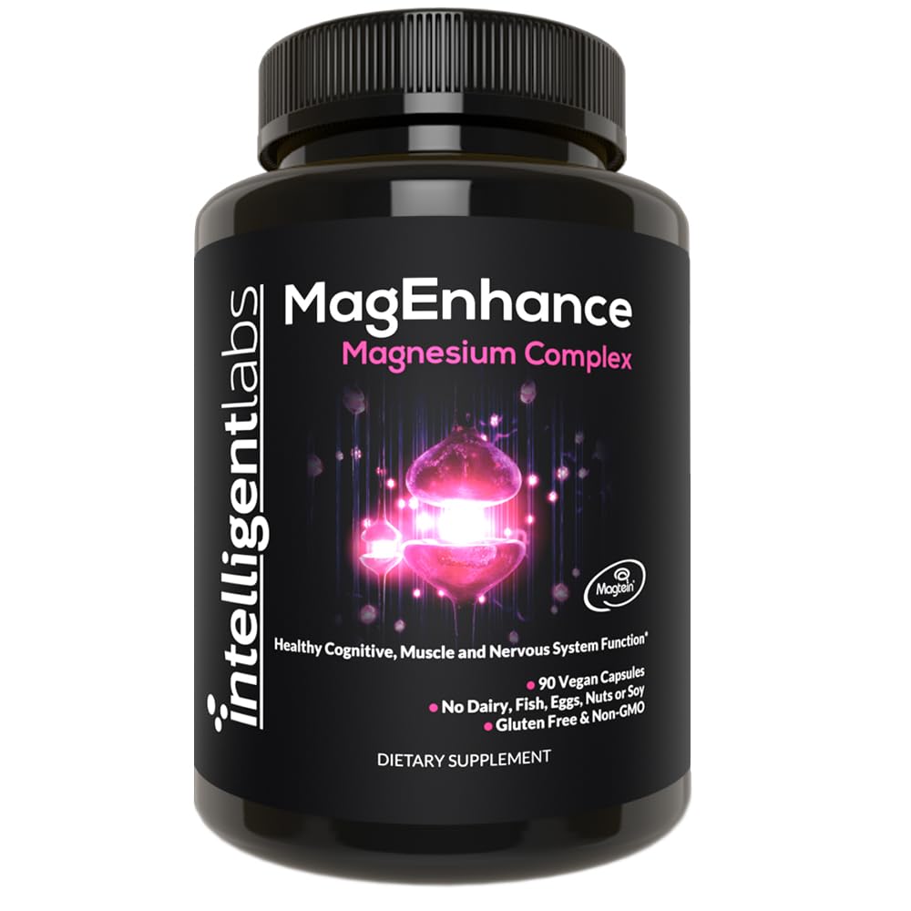 Intelligent Labs MagEnhance Magtein Magnesium Complex Supplement L-Threonate met Magnesium Glycinate en Taurate, 90 Capsules