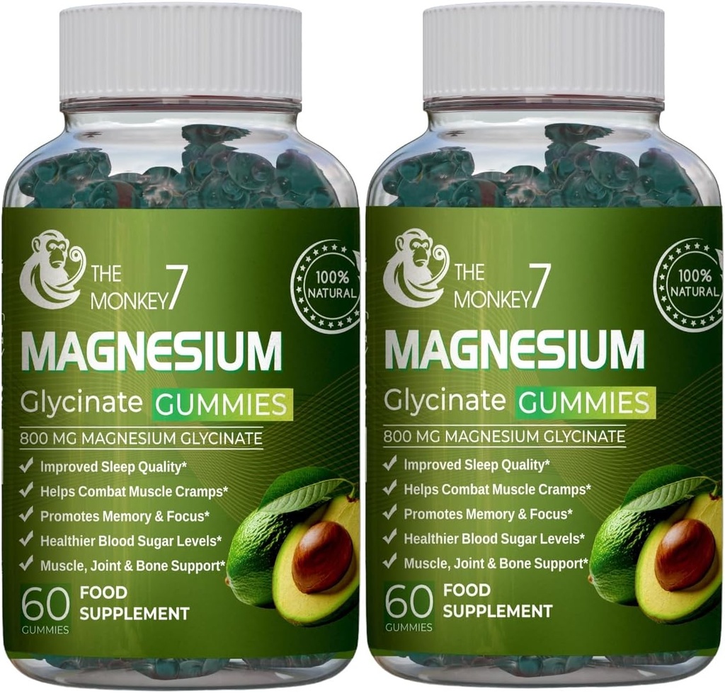 Magnesium Glycineer Gummies met Ashwagandha en CQ10 Calm Magnesium Complex L-Threonate Vegan Non-GMO 800mg Magnesium Glycinate Gummy Magnesium Supplement - Verpakking van 2