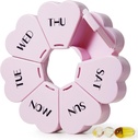 MOLN HYMY Large Weekly Pill Organizer, Girly Pill Box 7 Dag, Paarse Roze Dagelijkse Vitamine Houder voor Visolie/Medicine/Suplements