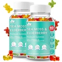 Irish Sea Moss Gummies with Elderberry – USA Made Vegan Gummies with Vitamin C, D & Zinc – Immune Support Supplement with Bladderwrack & Burdock Root for Adults & Kids – 2 Packs