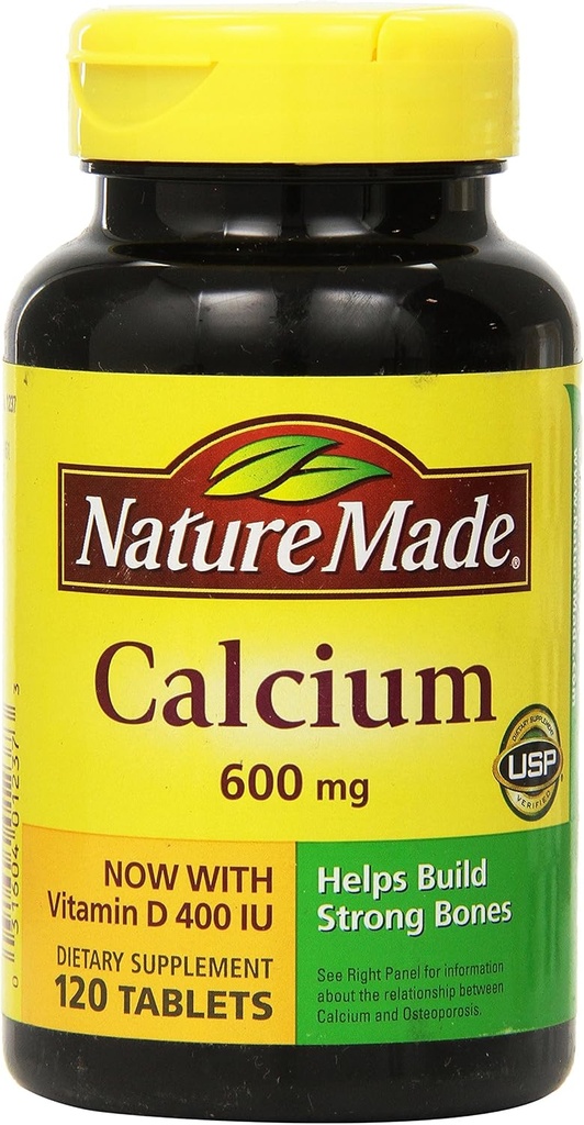 Nature Made Calcium 600 mg with Vitamin D3 for Immune Support, Tablets, 60 Count, helpt ondersteunen Bone Strength (pack of 3)