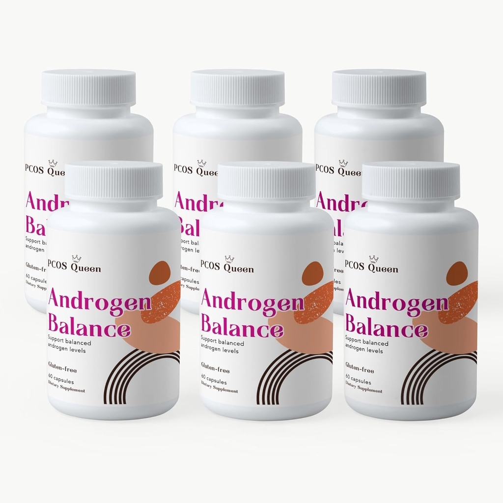 Androgen Balance - Hormone Balancing Supplement voor vrouwen - Ondersteuning voor overmatige lichaams- of gezichtshaar, Balding, vruchtbaarheid (6 flessen)