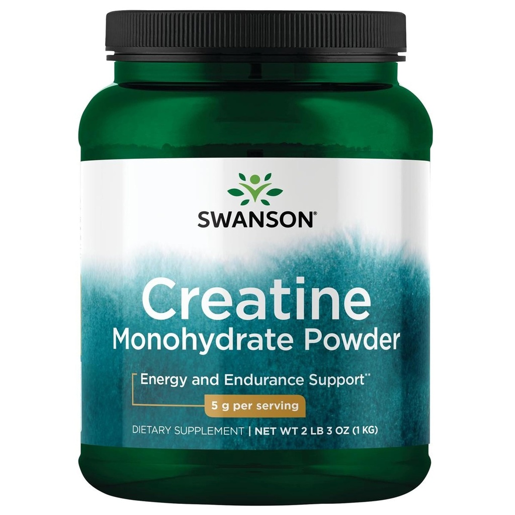 Swanson Creatine Monohydraat poeder, gemicroniseerd, 5g per portie, 200 porties (1kg)
