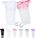 Shaker Bottle Protein Shakes Cup en 10-Ounce/300ML Shaker Bottle with Whisk Balls, Protein Shaker Bottles Set, Non-BPA plastic(White+Pink(2PCS))