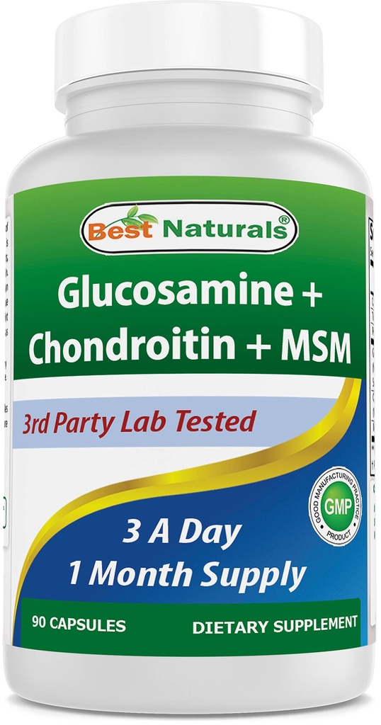 Best Naturals, Glucosamine Chondroitin MSM Supplementen, 2600 mg per portie, 90 capsules (90 telling (verpakking 1))