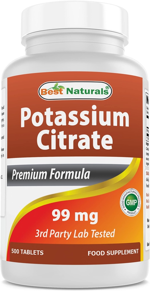 Best Naturals Kalium citraat 99mg 500 tabletten - 3rd Party Lab getest