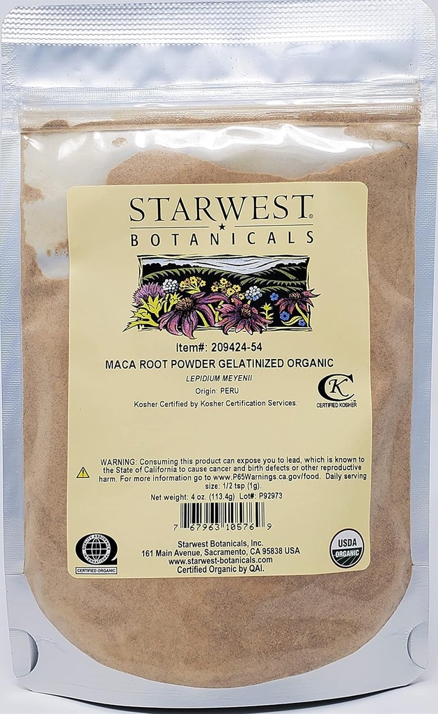 Starwest Botanicals Biologische Maca Wortelpoeder (gelatiniseerd), 4 Ounces