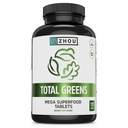 Zhou Total Greens - Super Greens supplementen, Dagelijkse Veggie pillen, Superfood Tabs, Plantaardige supplementen voor volwassenen, Vitamine tabletten - 120 tabletten