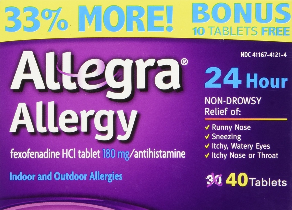 Allegra Allergie 40 tabletten (Bonus Pack - 33% Meer) 24 uur bescherming - Niet Drowsy