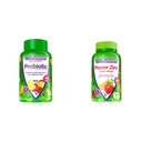 Vitafusion Probiotic Gummy Supplementen, Framboos, Perzik en Mango Smaken, 35 Dagen Supply, 70 Tell Power Zink Gummy Vitaminen, Aardbei Tangerine Smaak, 90 Tellen