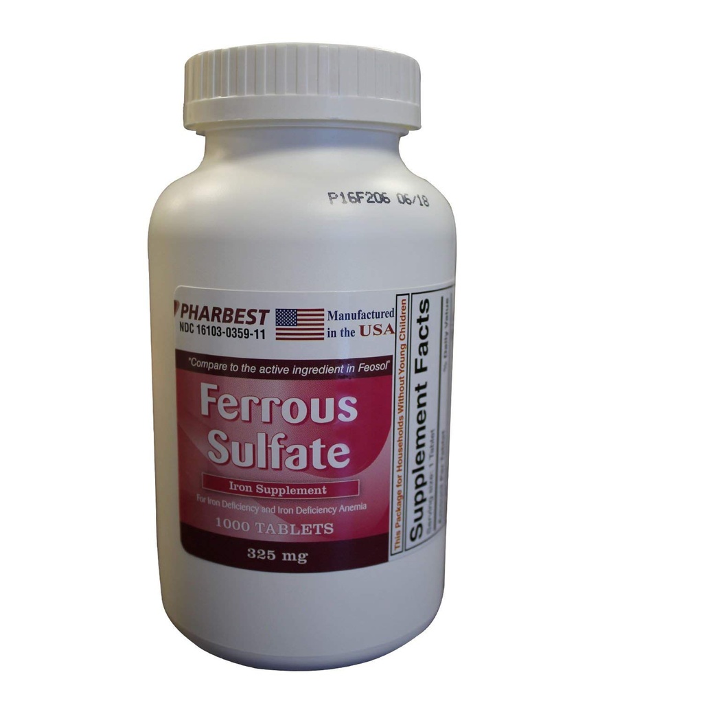 Ferrous Sulfate 325 mg Tabletten, 1000 Tellen