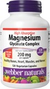 Webber Naturals Magnesium Glycinate Complex 200 mg, 120 Vegetarische Capsules, Hoge Absorptie Formule, Ondersteunt Bones, Hart, Spieren & Zenuwen, One-per-Day, Vegan, Nieuw Label!