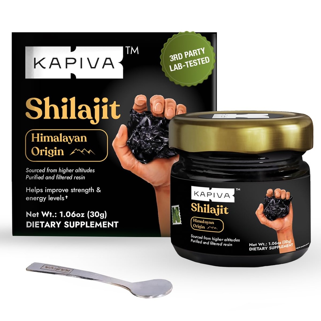Kapiva 100% Pure Himalayan Shilajit Resin(30gm), High Potency for Men & Women | 120 Servings of 250mg | 80+ Trace Minerals, Upto 70% Fulvic Acid | Authentic | Natural Energy & Immune Support