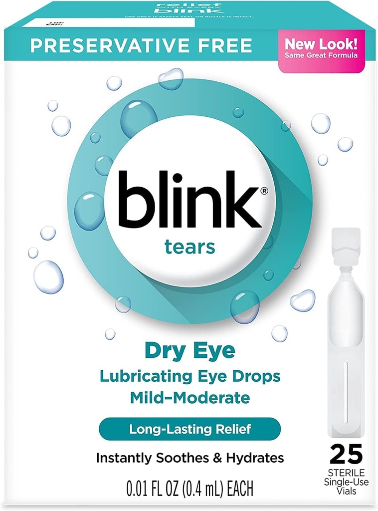 Blink Tears Smeerpot Oogdruppels Mild-Moderate Dry Eye, 25 Count - 0,01 oz (4 Pack)