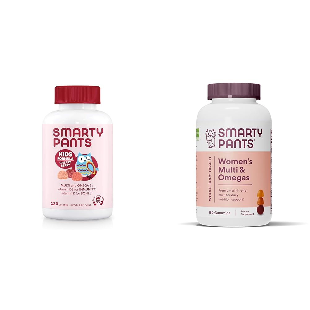 SmartyPants Kids Multivitamin Gummies & Women's Multivitamin Gummies: Omega 3 Fish Oil (EPA/DHA), Methylfolate