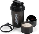 Shaker Bottle - Proteïne Shaker Cup met Opslag Compartments - Leak-proof Workout Shake Bottles met Mixer voor Smooth Mixing-500ML/16oz (PURE black)