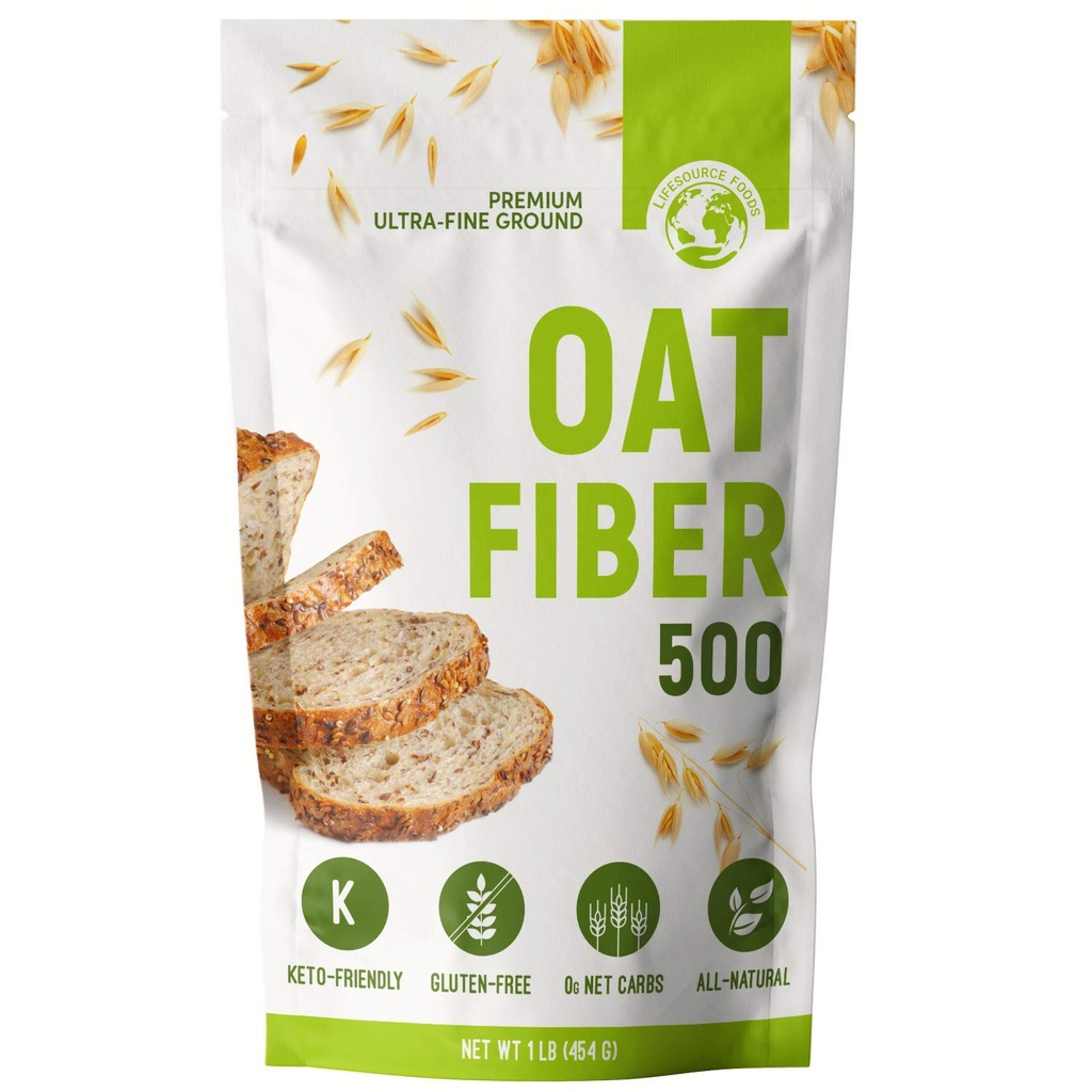 LifeSource Foods Haver Fiber 500 (1 LB) Keto, Zero-Carb, Glutenvrije, all-natuurlijke vezel voor lage koolstof bakken en brood, OU Kosher, hersluitbare Pouch